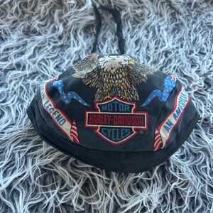 Harley Davidson Skull Cap Head Wrap Durag Tied Back Biker Eagle Vintage Cotton.